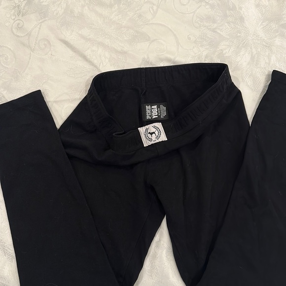 Vintage Pink Victoria Secret mascot dog yoga leggings black - Picture 2 of 4